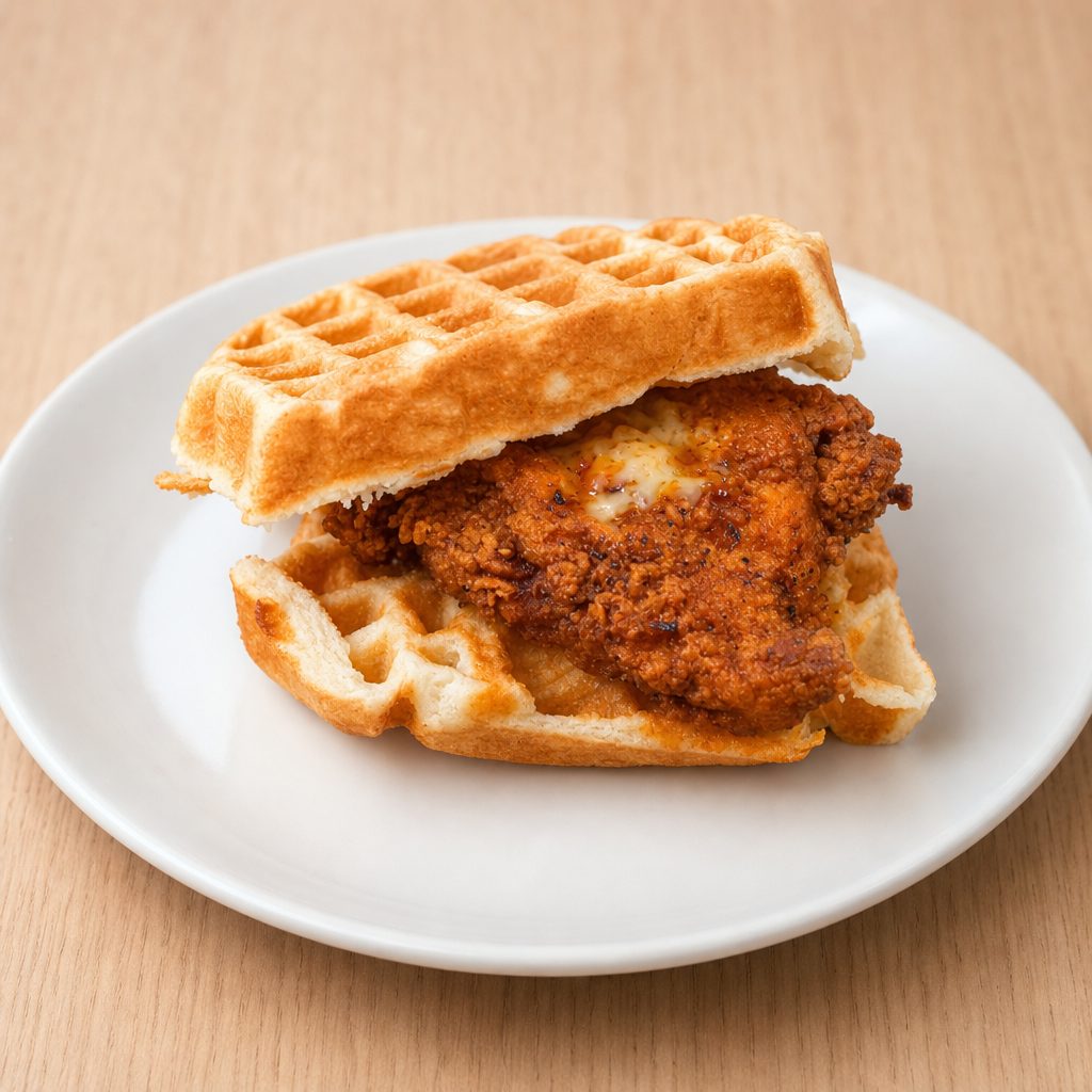 Chicken-Waffle Sandwich.