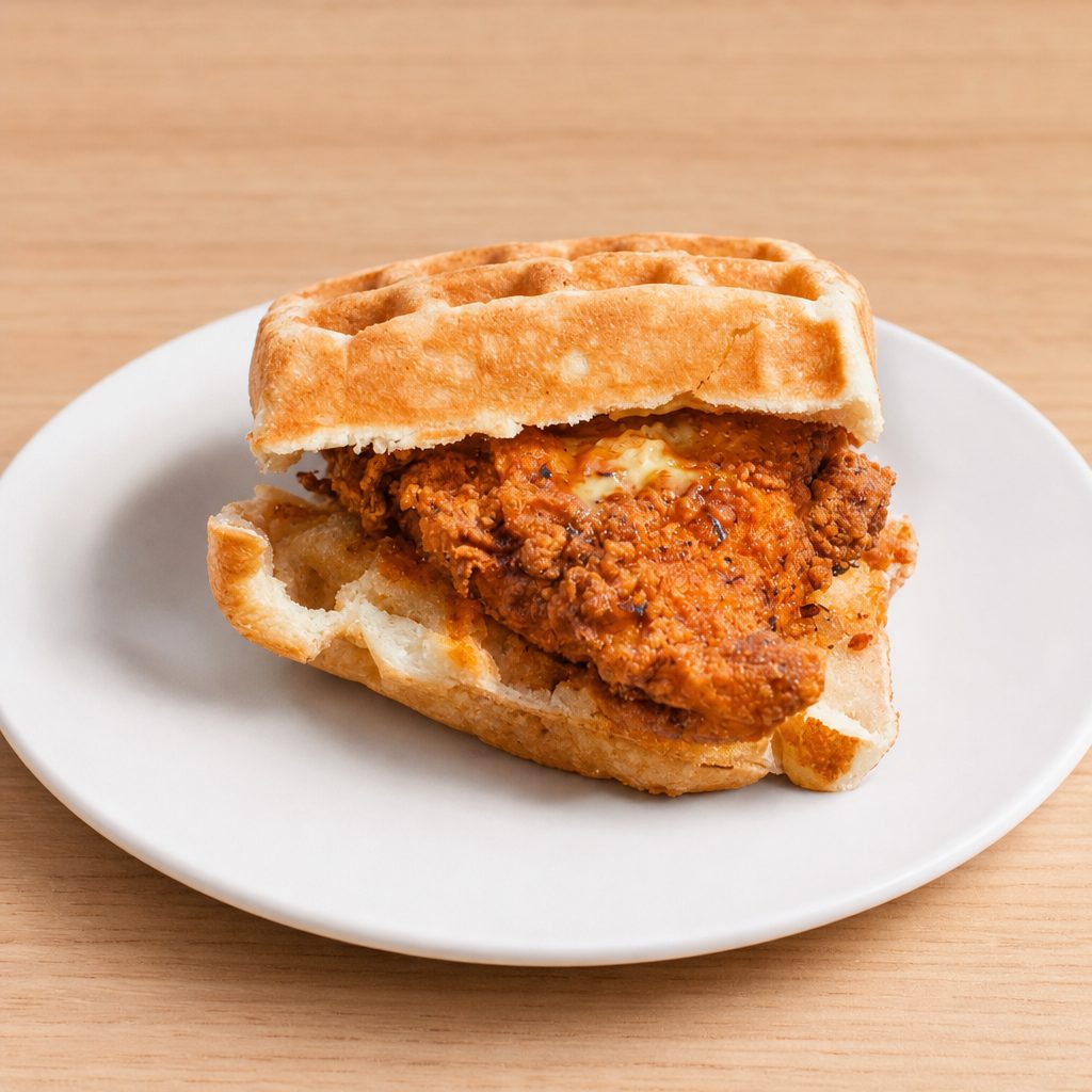 Chick-in-Waffle Sandwich.