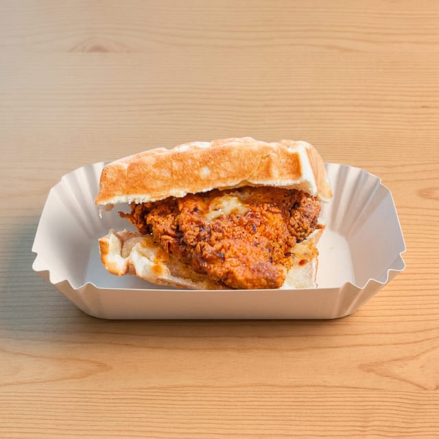 Chick-in-Waffle Sandwich.